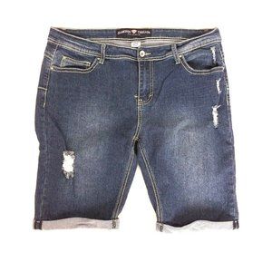Diamond & Threads Distressed Cuffed Jean Shorts